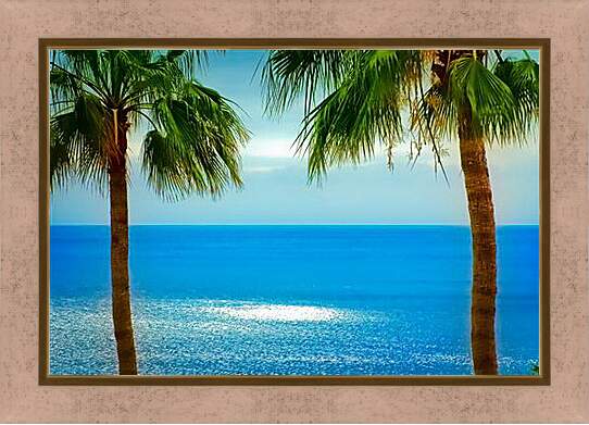 Картина в раме - Океан и пальмы