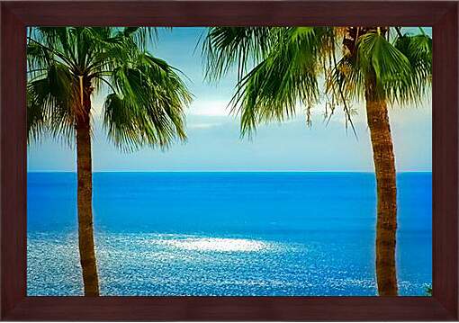 Картина в раме - Океан и пальмы