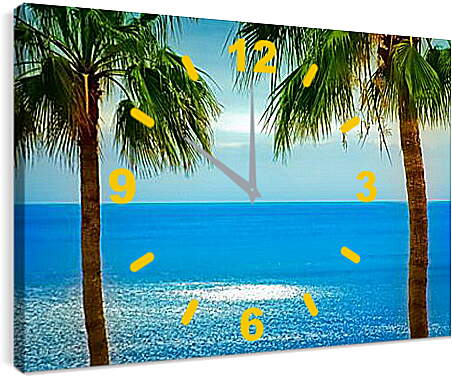 Часы картина - Океан и пальмы