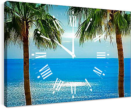 Часы картина - Океан и пальмы