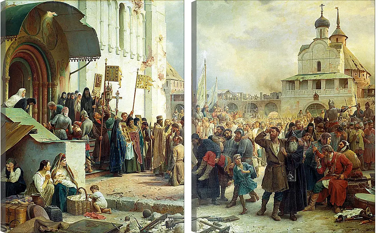 Модульная картина - Осада Троице-Cергиевой лавры. Василий Верещагин