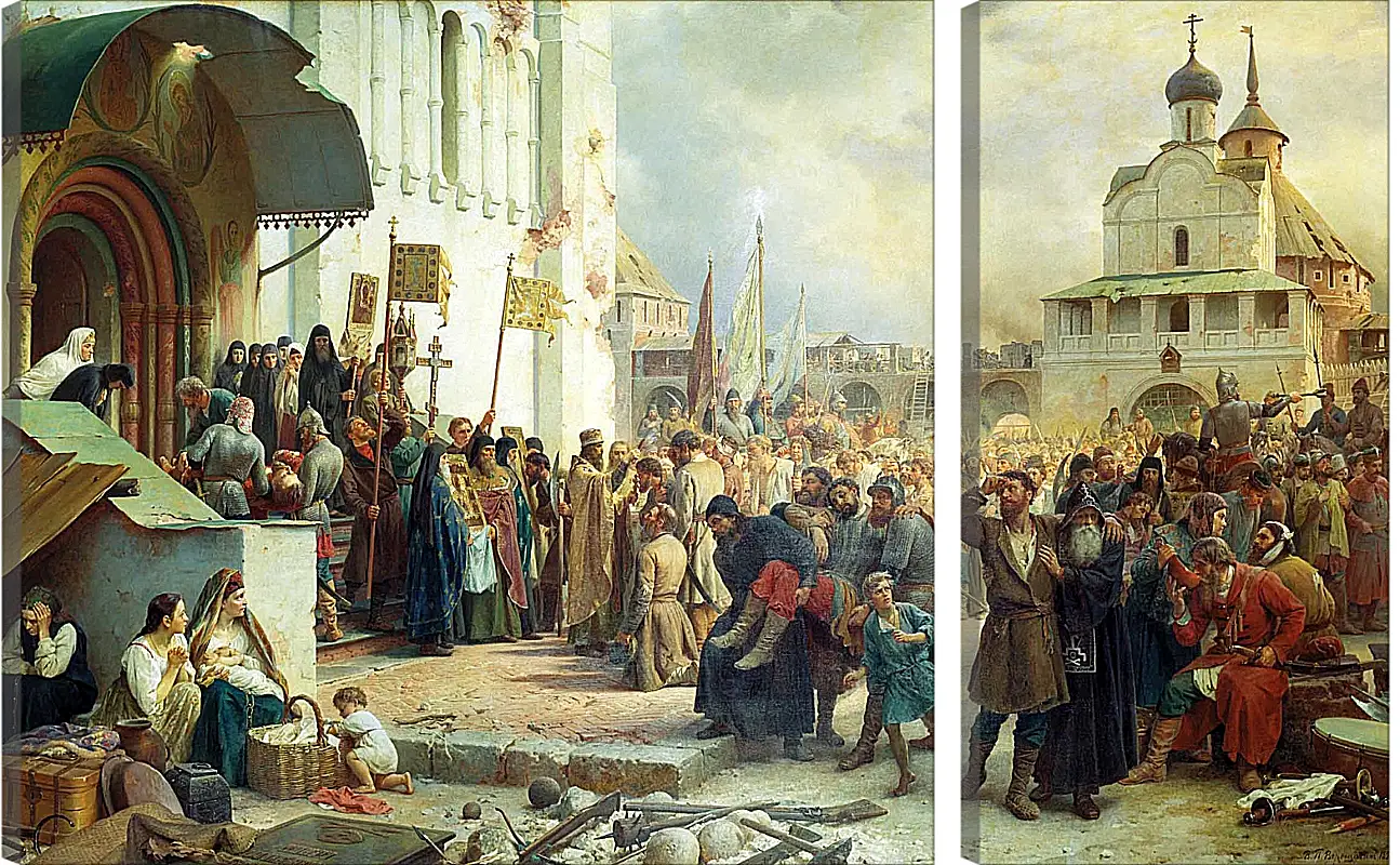 Модульная картина - Осада Троице-Cергиевой лавры. Василий Верещагин