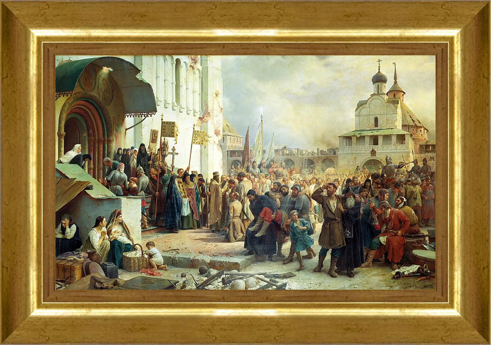 Картина в раме - Осада Троице-Cергиевой лавры. Василий Верещагин