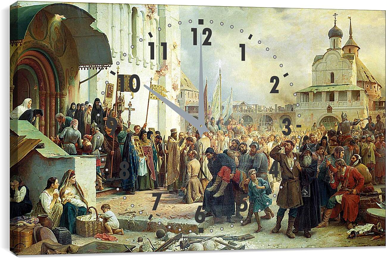 Часы картина - Осада Троице-Cергиевой лавры. Василий Верещагин