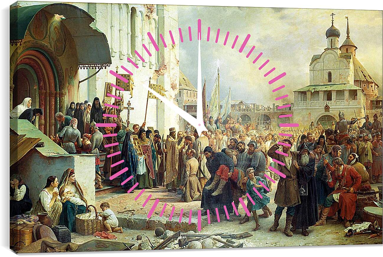 Часы картина - Осада Троице-Cергиевой лавры. Василий Верещагин