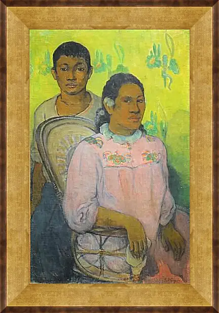 Картина в раме - Tahitian Woman and Boy. Поль Гоген