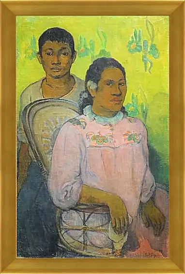 Картина в раме - Tahitian Woman and Boy. Поль Гоген