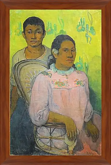 Картина в раме - Tahitian Woman and Boy. Поль Гоген