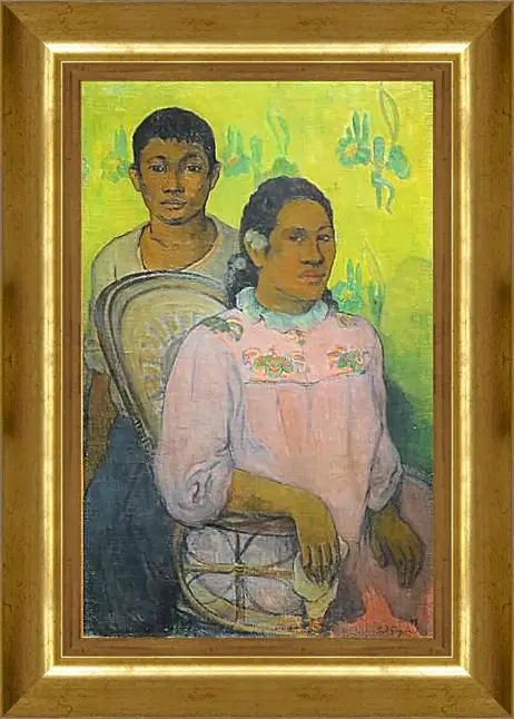 Картина в раме - Tahitian Woman and Boy. Поль Гоген