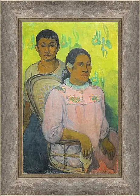 Картина в раме - Tahitian Woman and Boy. Поль Гоген