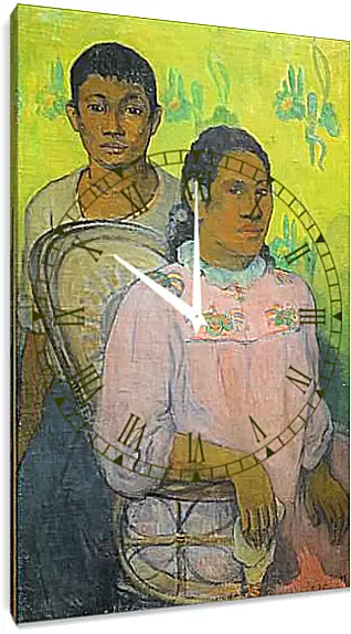 Часы картина - Tahitian Woman and Boy. Поль Гоген