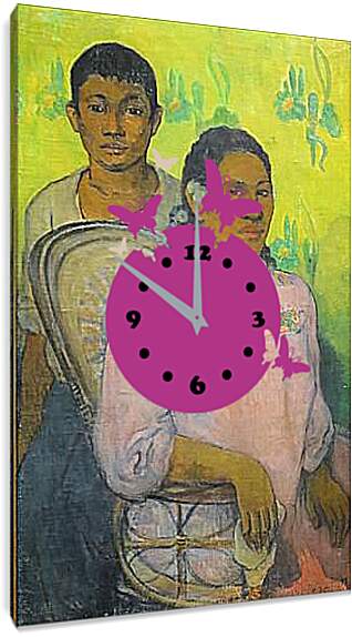 Часы картина - Tahitian Woman and Boy. Поль Гоген