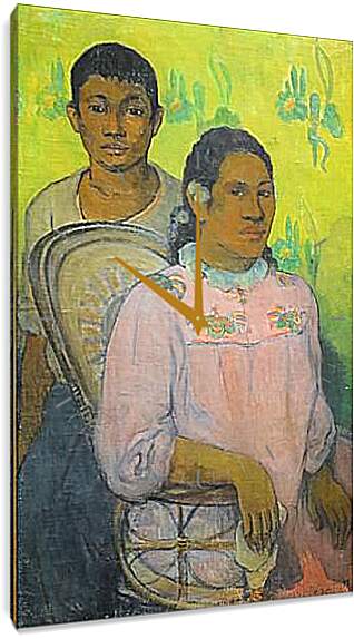 Часы картина - Tahitian Woman and Boy. Поль Гоген