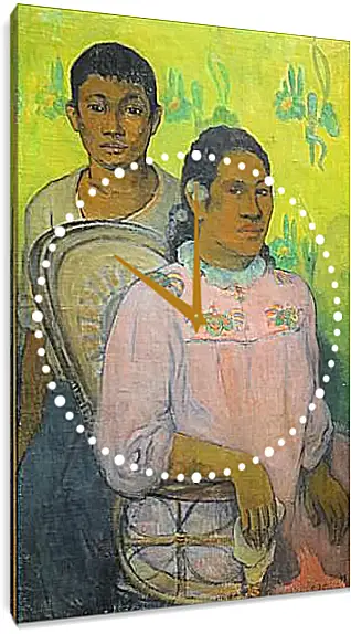 Часы картина - Tahitian Woman and Boy. Поль Гоген