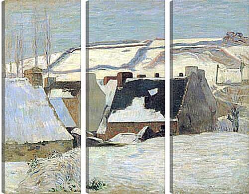 Модульная картина - Effet de neige. Бретонская деревня в снегу. Поль Гоген