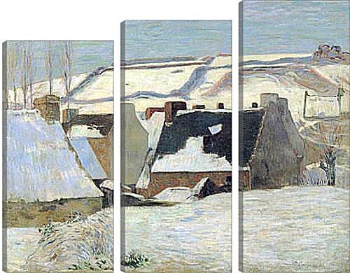 Модульная картина - Effet de neige. Бретонская деревня в снегу. Поль Гоген
