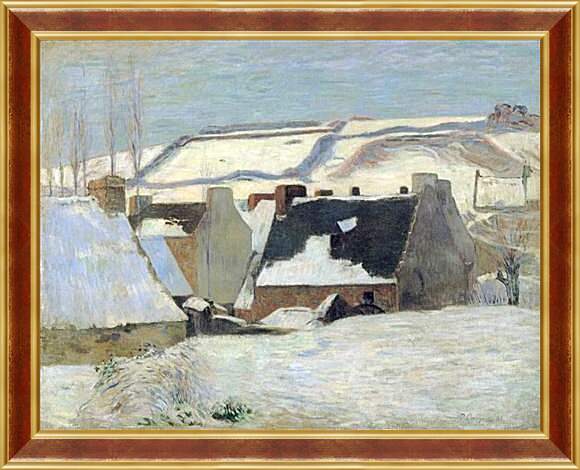 Картина в раме - Effet de neige. Бретонская деревня в снегу. Поль Гоген