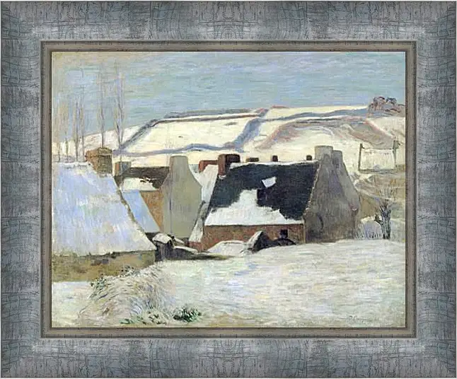 Картина в раме - Effet de neige. Бретонская деревня в снегу. Поль Гоген