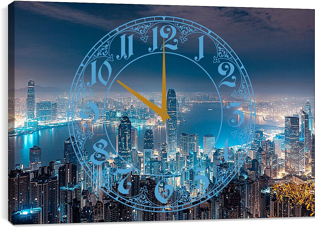 Часы картина - Ночной Гонконг