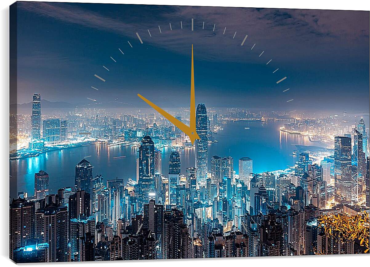 Часы картина - Ночной Гонконг