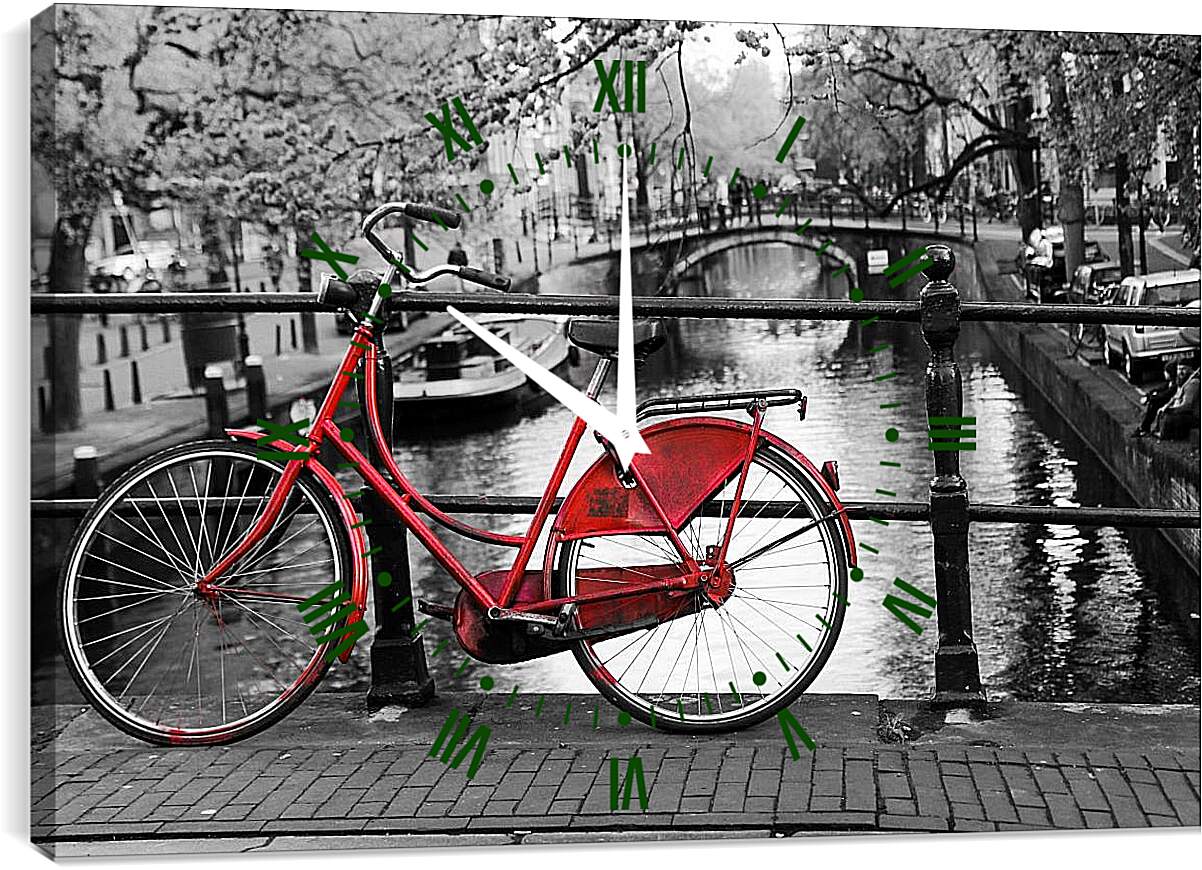Часы картина - Красный велосипед
