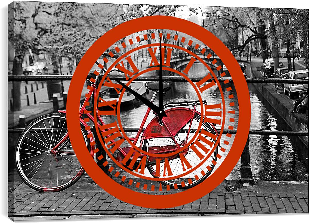 Часы картина - Красный велосипед