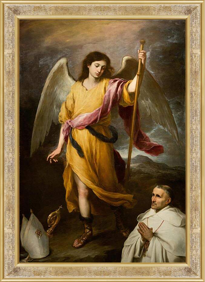 Картина в раме - Архангел Михаил с эпископом. Бартоломе Эстебан Мурильо