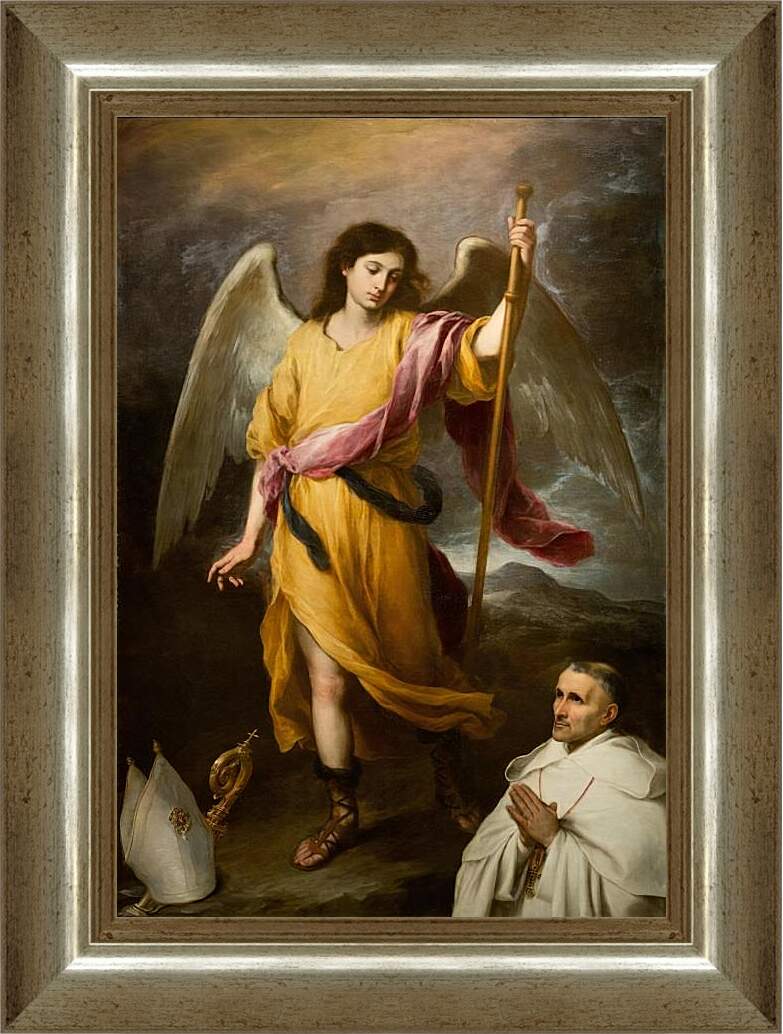 Картина в раме - Архангел Михаил с эпископом. Бартоломе Эстебан Мурильо