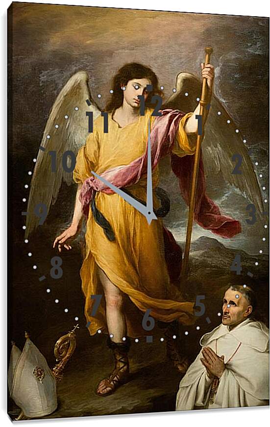 Часы картина - Архангел Михаил с эпископом. Бартоломе Эстебан Мурильо