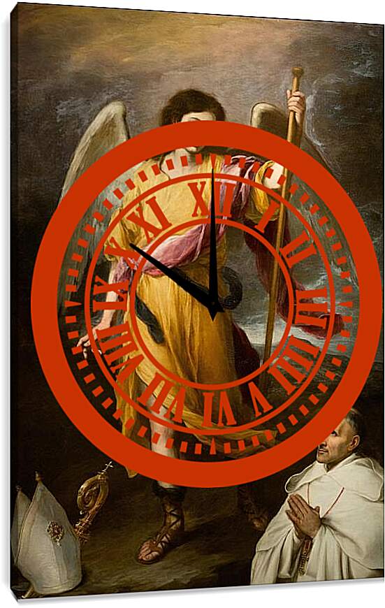 Часы картина - Архангел Михаил с эпископом. Бартоломе Эстебан Мурильо