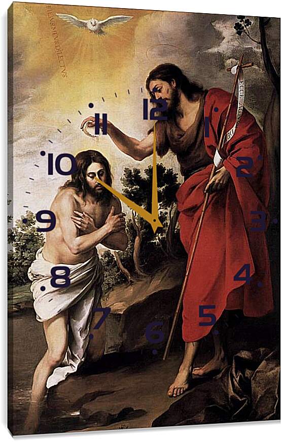Часы картина - Крещение Христа. Бартоломе Эстебан Мурильо
