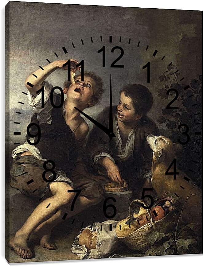 Часы картина - Едок картофельного пирога. Бартоломе Эстебан Мурильо