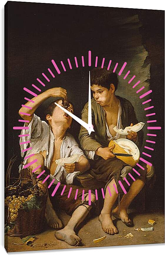 Часы картина - Едоки дыни и винограда. Бартоломе Эстебан Мурильо