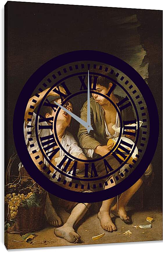 Часы картина - Едоки дыни и винограда. Бартоломе Эстебан Мурильо