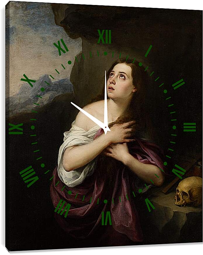 Часы картина - Кающаяся Магдалина. Бартоломе Эстебан Мурильо