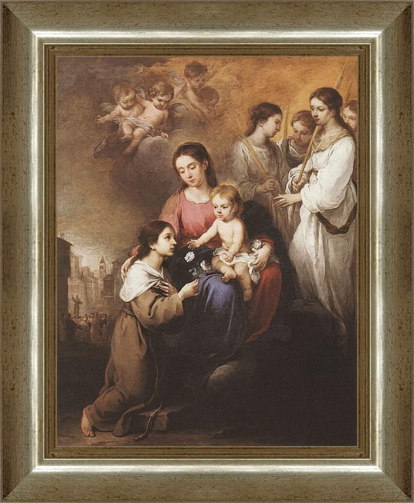 Картина в раме - Мадонна и Младенец со Св.Розалиной. Бартоломе Эстебан Мурильо