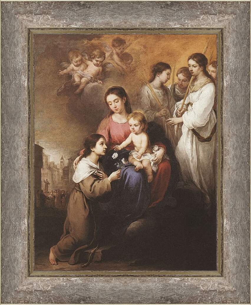 Картина в раме - Мадонна и Младенец со Св.Розалиной. Бартоломе Эстебан Мурильо