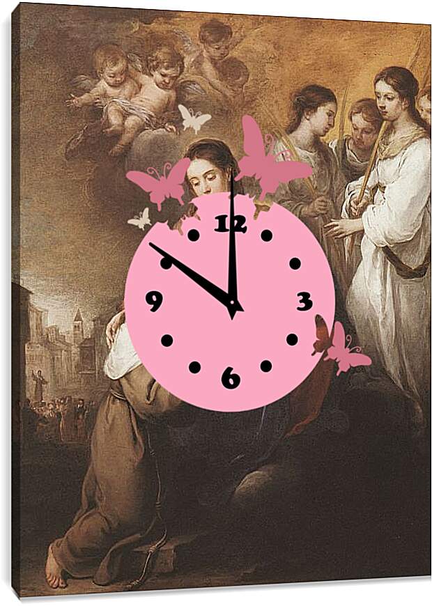 Часы картина - Мадонна и Младенец со Св.Розалиной. Бартоломе Эстебан Мурильо