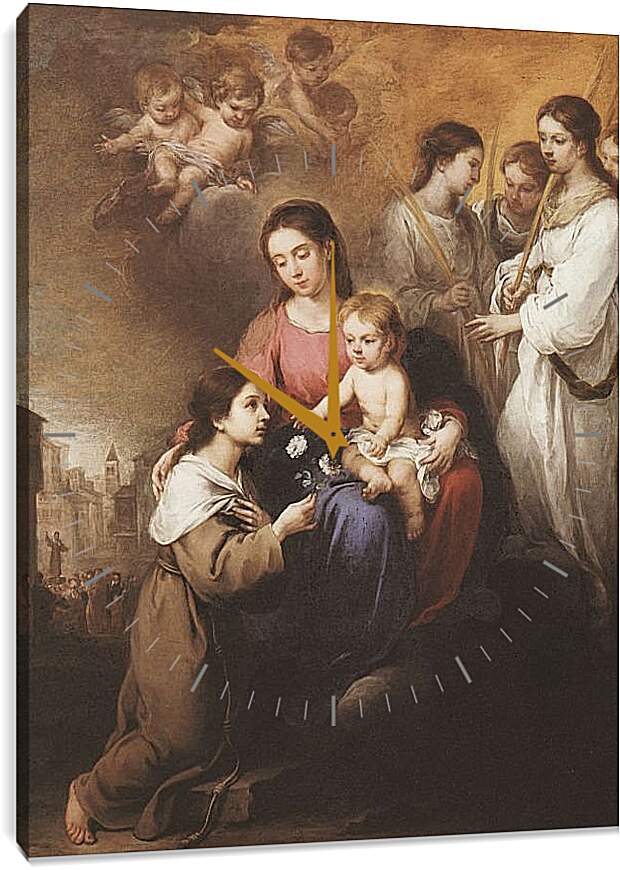 Часы картина - Мадонна и Младенец со Св.Розалиной. Бартоломе Эстебан Мурильо