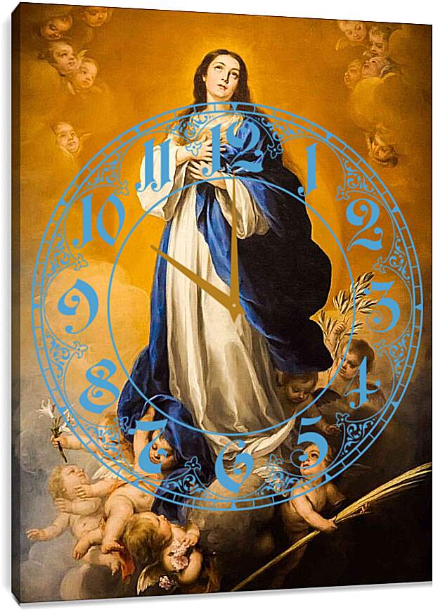 Часы картина - Мадонна непорочного зачатия. Бартоломе Эстебан Мурильо