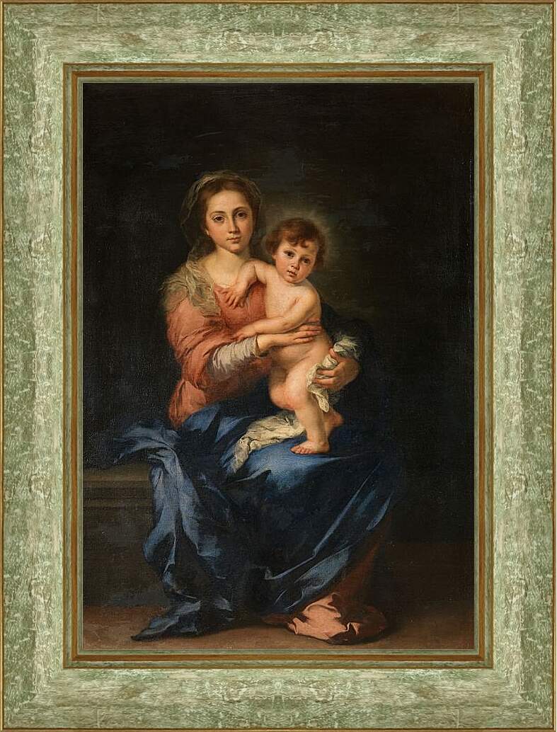 Картина в раме - Мадонна с Младенцем. Бартоломе Эстебан Мурильо