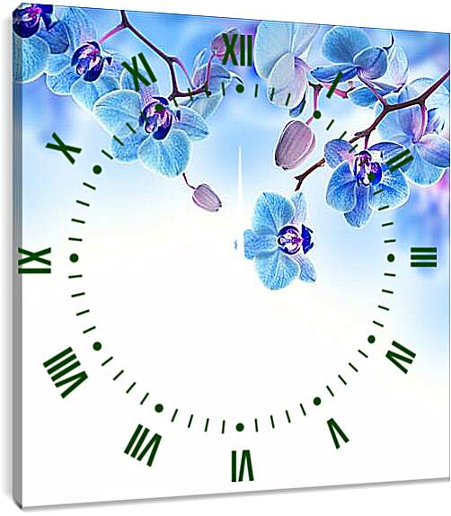 Часы картина - blue orchid - Синяя Орхидея