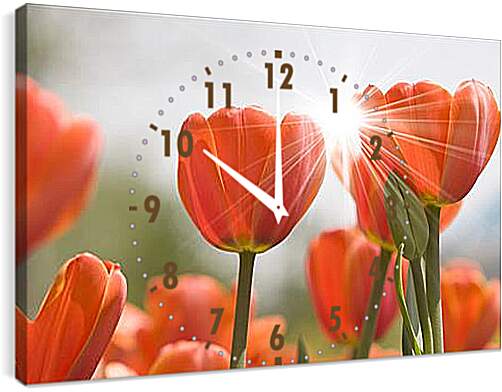 Часы картина - тюльпаны