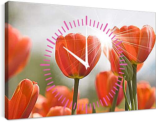 Часы картина - тюльпаны