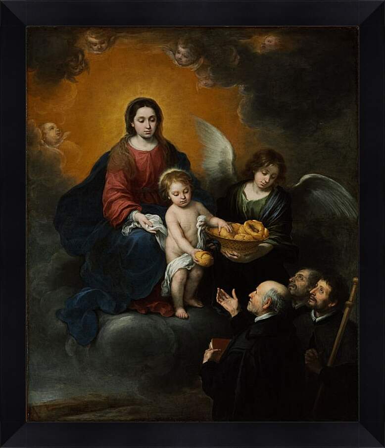 Картина в раме - Младенец Иисус, раздающий хлеб пилигримам. Бартоломе Эстебан Мурильо