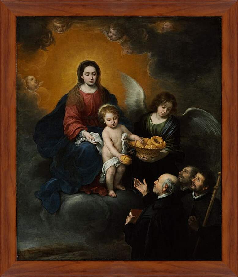 Картина в раме - Младенец Иисус, раздающий хлеб пилигримам. Бартоломе Эстебан Мурильо
