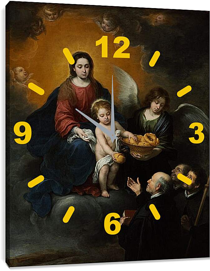Часы картина - Младенец Иисус, раздающий хлеб пилигримам. Бартоломе Эстебан Мурильо