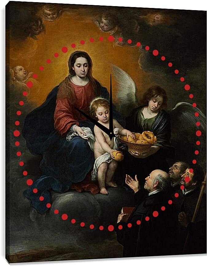 Часы картина - Младенец Иисус, раздающий хлеб пилигримам. Бартоломе Эстебан Мурильо