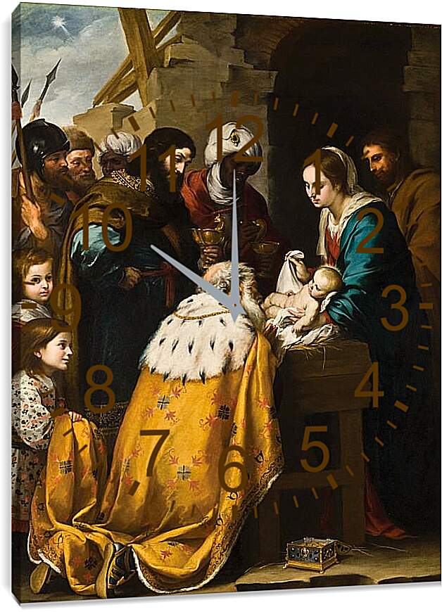 Часы картина - Поклонение волхвов. Бартоломе Эстебан Мурильо