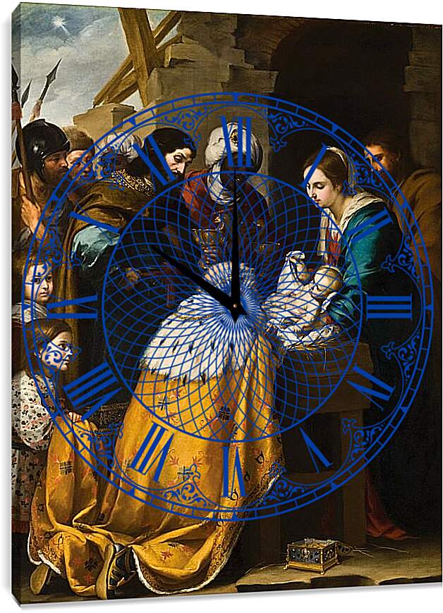 Часы картина - Поклонение волхвов. Бартоломе Эстебан Мурильо